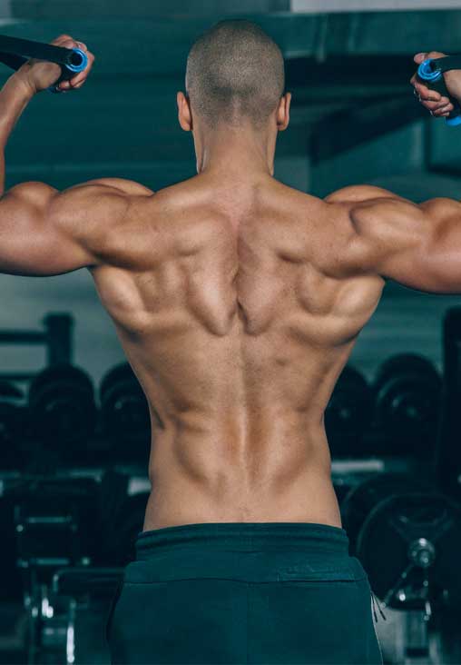 Man showing his back muscles