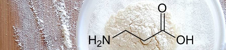 protein powder in white sieve, beta alanine molecule