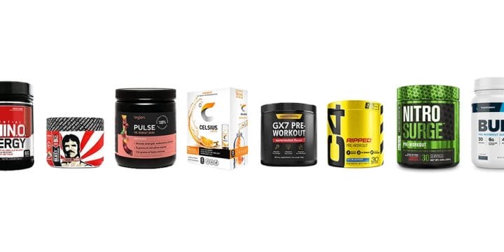 A line up of best pre workout supplements without creatine