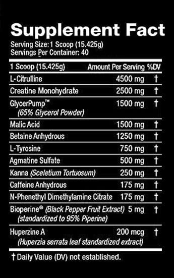 Supplement Facts for Gorilla Mode