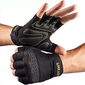 A close up shot of workout gloves