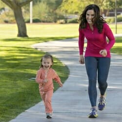 parent and child jogging