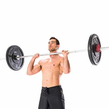 man performing a military press