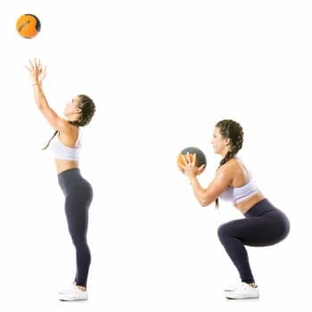 woma doing squad throw slamball workout