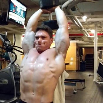 man in a overhead tricep extension position