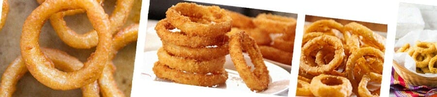 Collage of onion rings
