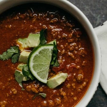 bowl filled with a bison chili