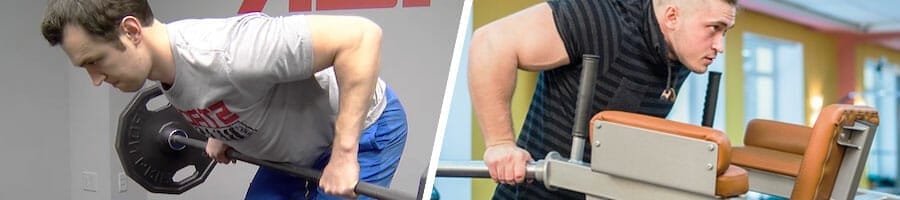 man using a barbell to workout, man doing dips