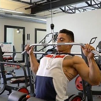 man in a lat pulldown position