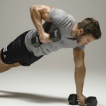 man in a plank row position