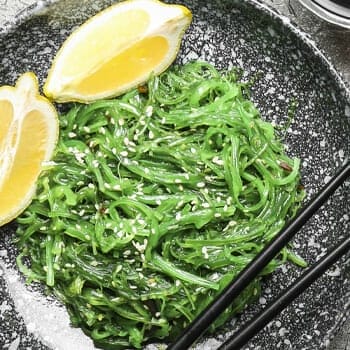 cooked seaweed in a plate