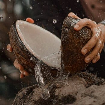 sliced coconut juice coming out