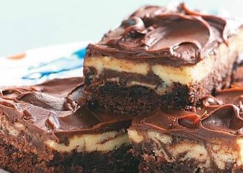 stack of cheesecake brownies