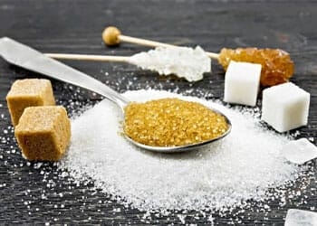 types of sugar on a table
