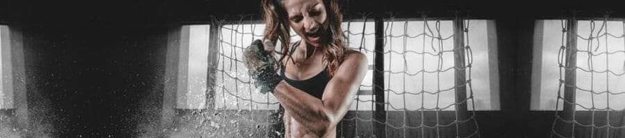woman in an intense workout