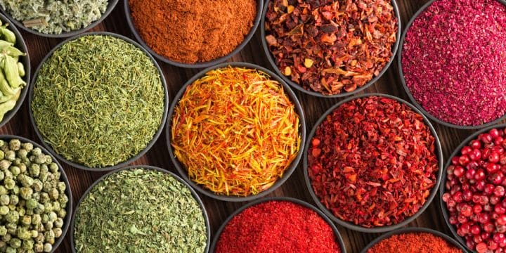 Different kinds of spices in a bowl