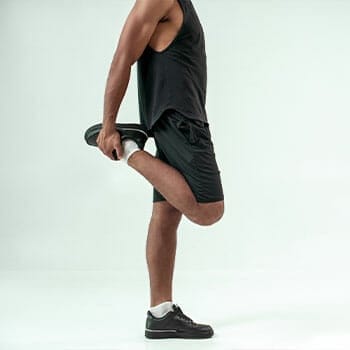 leg view of a man warming up his legs
