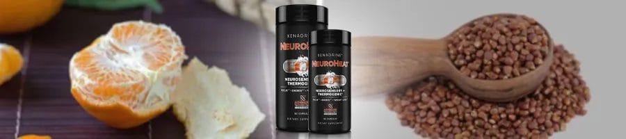 Product image of Xenadrine Neuroheat with ingredients as background