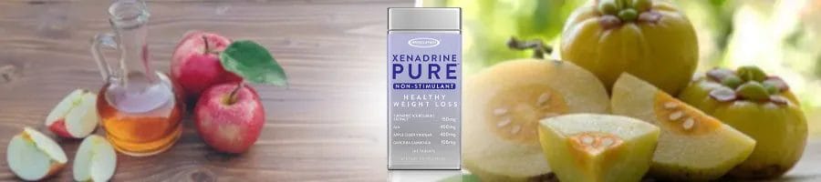 Product image of Xenadrine Pure with ingredients as background