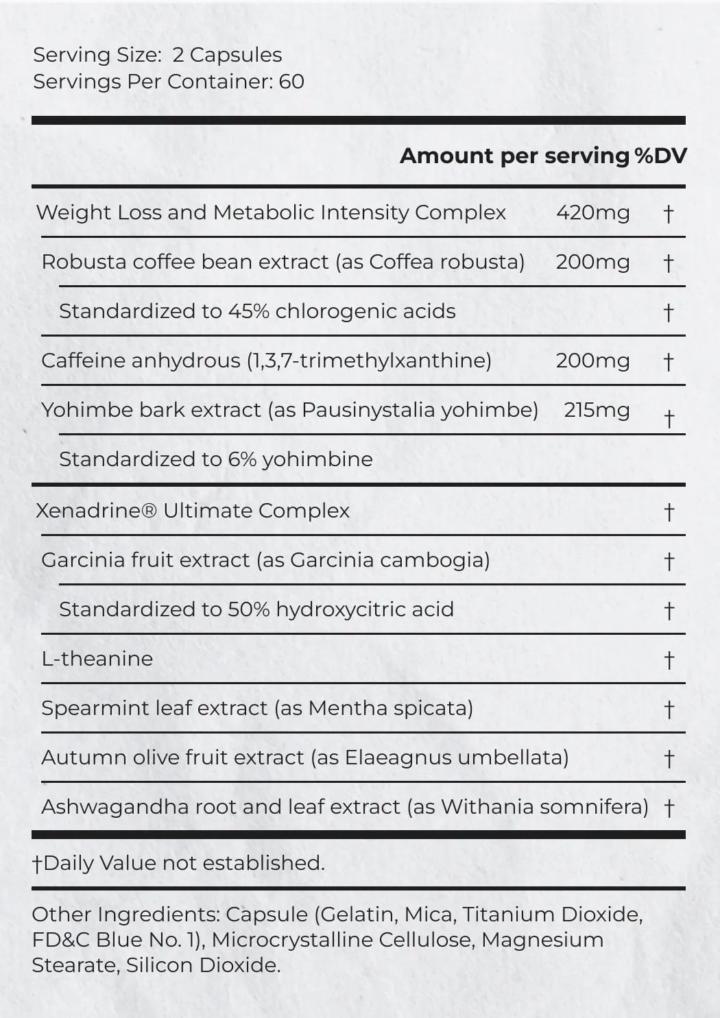 Supplement Facts of Xenadrine