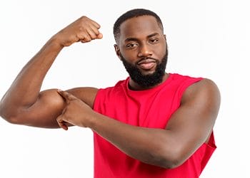 man showing off his biceps