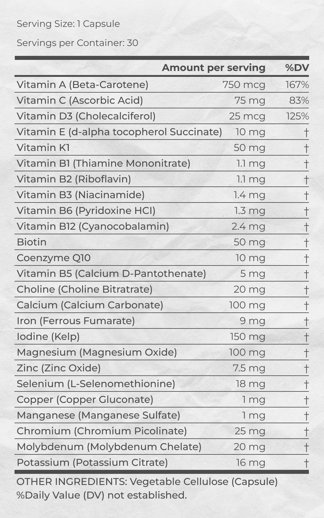Powher Multivitamin Supplement Facts