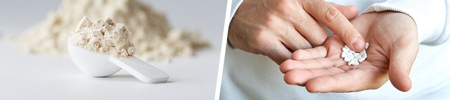 protein powder and supplement pills
