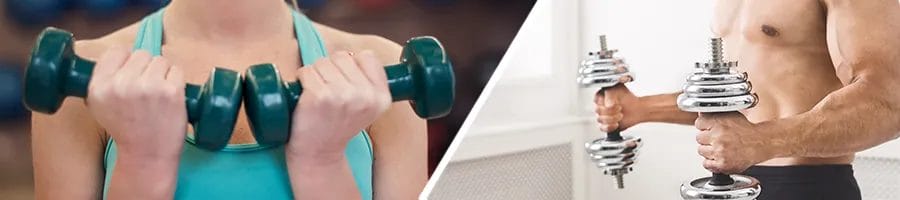 Man holding dumbbell mid workout