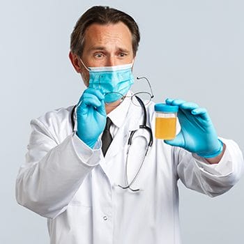 doctor holding up a urine sample