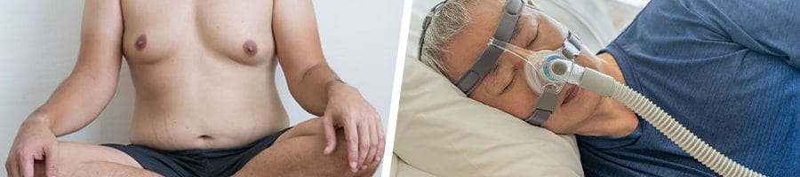 shirtless man and a man sleeping with mask on