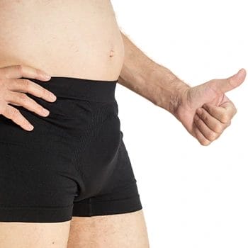 man in boxers brief giving thumbs up