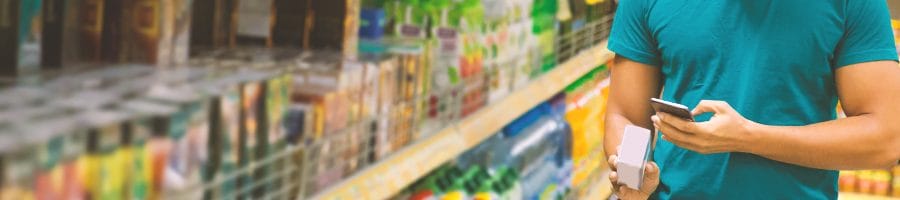 A man looking at a supermarket