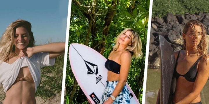 Collage of women surfers