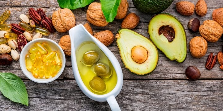 Top view of unsaturated fats