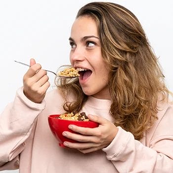 A woman eating