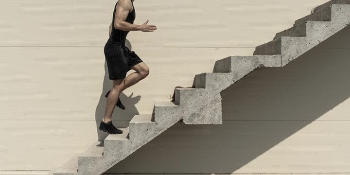 A single person climbing stairs