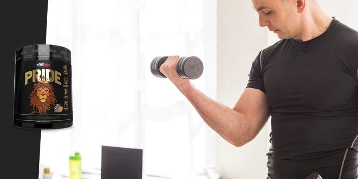 A man working out his biceps using dumbbells