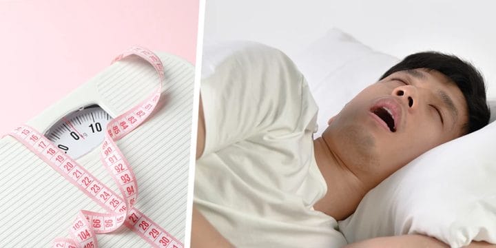 A measuring scale and a sleeping person snoring