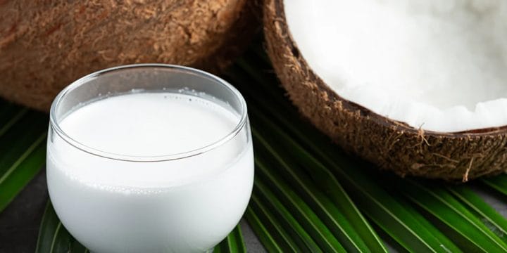 Coconut milk on glass