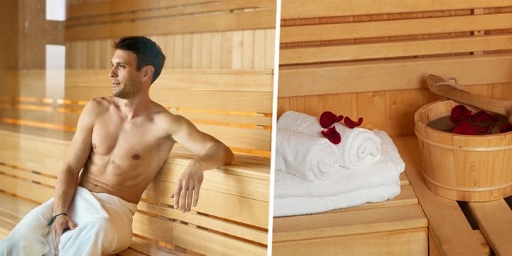 A man inside the sauna