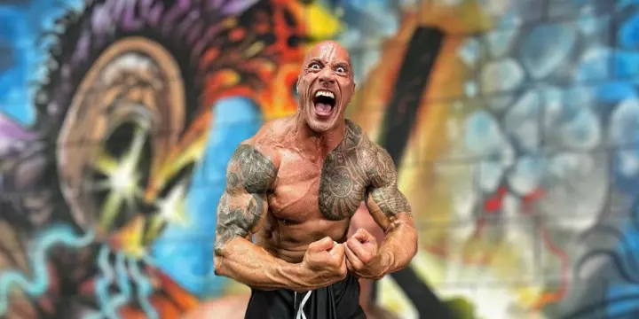 The Rock flexing his muscles