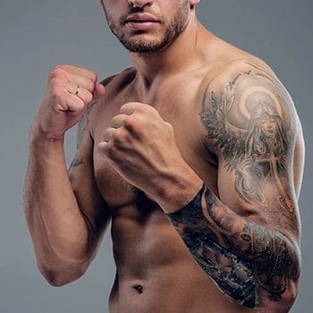 A man with ready to fight
