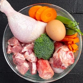 Top view of protein filled foods