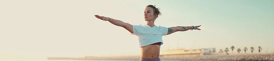 A healthy person doing exercise outdoors