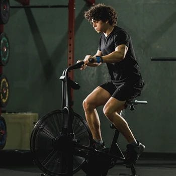 Doing cardio on a bike exercise machine