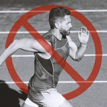 An athlete running crossed out with red
