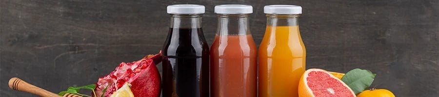 Fruit juices in a bottle