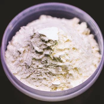Close up shot of fine protein powder