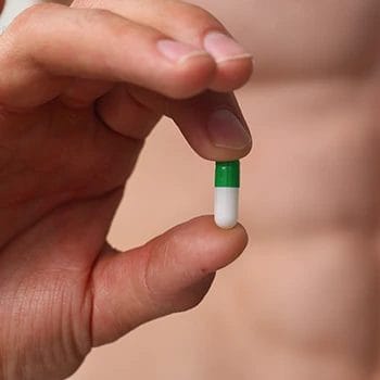 Close up image of a pill