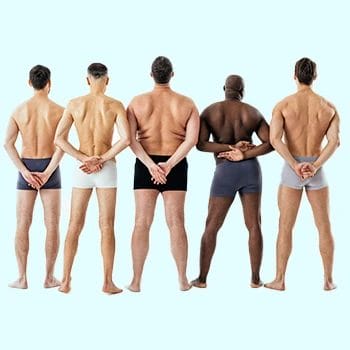 Group of diverse men showing their backs